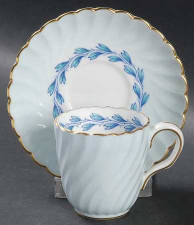 Cheviot Blue Flat Demitasse Cup & Saucer Set