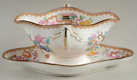 Chinese Tree (Smooth) Gravy Boat with Attached Underplate