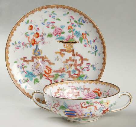 Chinese Tree (Smooth) Flat Cream Soup Bowl & Saucer Set