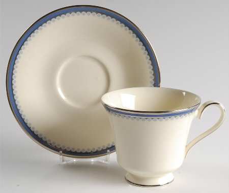 Clifton (Platinum Trim) Footed Cup & Saucer Set