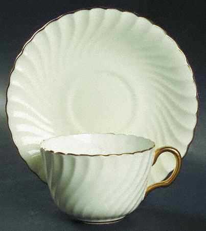 Clifton (Gold Trim) Flat Cup & Saucer Set