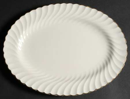 Clifton (Gold Trim) 12" Oval Serving Platter