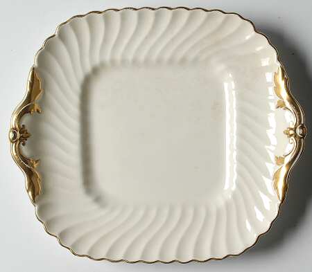 Clifton (Gold Trim) Square Cake Plate