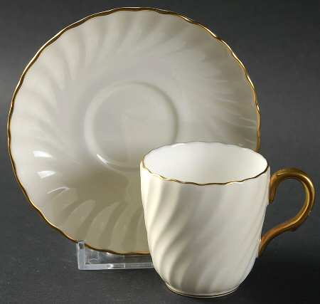 Clifton (Gold Trim) Flat Demitasse Cup & Saucer Set