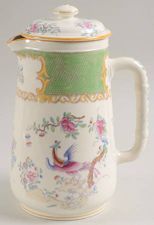 Cockatrice Green (Smooth, Yellow Trim) Hot Water Jug & Lid