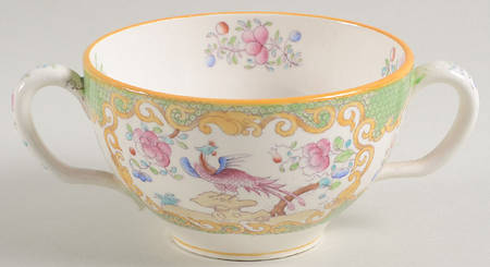 Cockatrice Green (Smooth, Yellow Trim) Flat Bouillon Cup