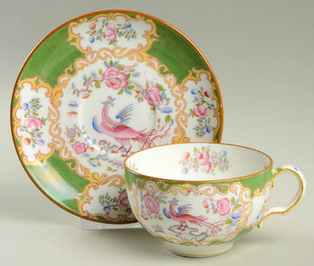 Cockatrice Green (Smooth, Globe Backstmp) Oversized Cup & Saucer Set
