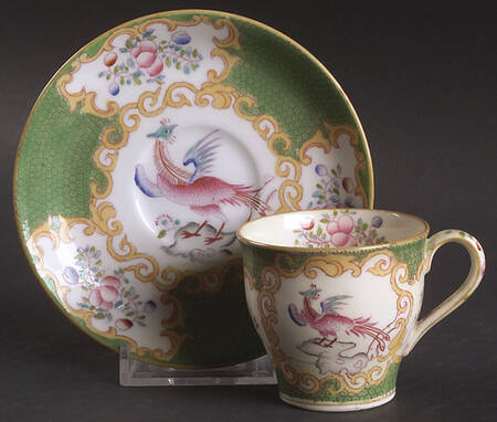 Cockatrice Green (Smooth, Globe Backstmp) Flat Demitasse Cup & Saucer Set