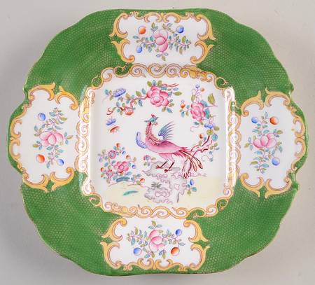 Cockatrice Green (Smooth, Globe Backstmp) Handled Cake Plate