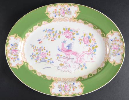 Cockatrice Green (Smooth, Globe Backstmp) 13" Oval Serving Platter