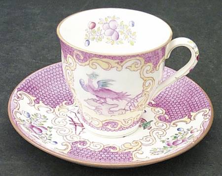 Cockatrice Pink (Smooth, Wreath Backstamp) Flat Demitasse Cup & Saucer Set