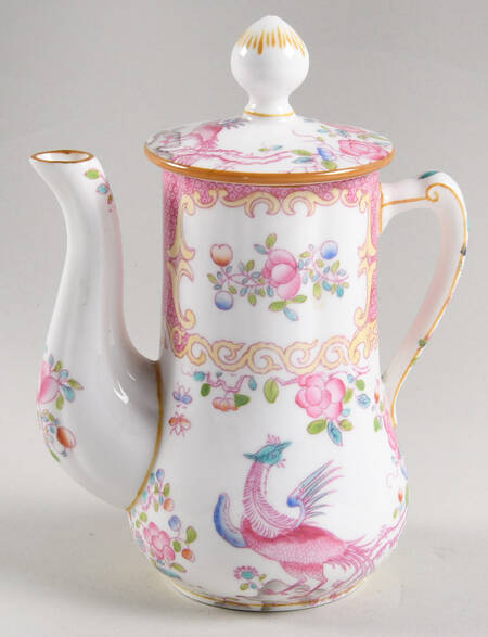 Cockatrice Pink (Smooth, Wreath Backstamp) Individual Coffee Pot & Lid by Minton