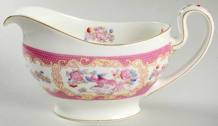 Cockatrice Pink (Smooth, Wreath Backstamp) Gravy Boat