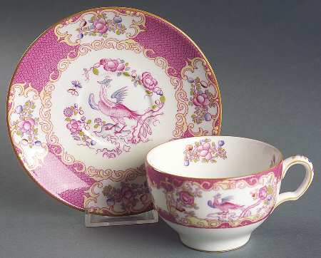 Cockatrice Pink (Smooth, Wreath Backstamp) Flat Cup & Saucer Set