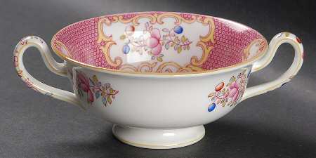 Cockatrice Pink (Smooth, Wreath Backstamp) Footed Cream Soup Bowl