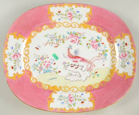 Cockatrice Pink (Smooth, Wreath Backstamp) 14" Oval Serving Platter