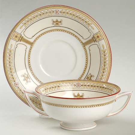 Corinth Footed Cream Soup Bowl & Saucer Set