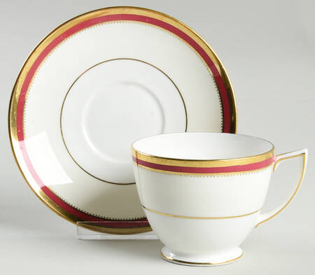 Crimson Ivory Footed Cup & Saucer Set by Minton