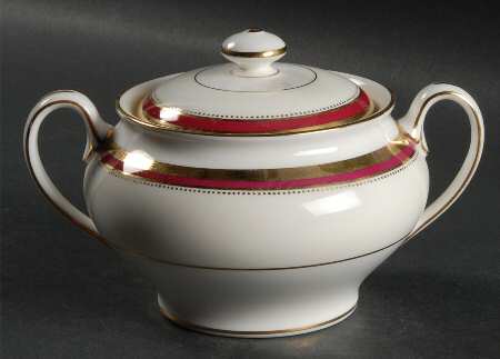 Crimson Ivory Sugar Bowl & Lid