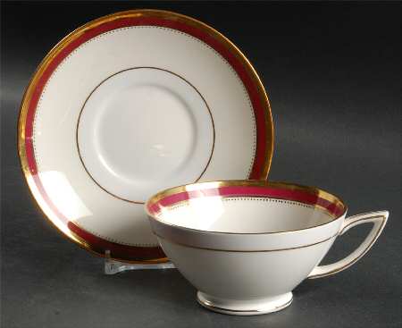 Crimson Ivory Footed Cup & Saucer Set