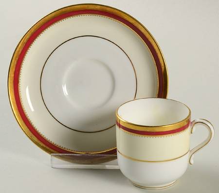 Crimson Ivory Flat Demitasse Cup & Saucer Set