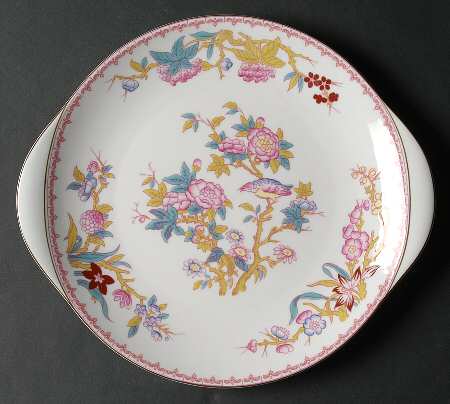Cuckoo (Smooth, White, Wreath Bkstp) Handled Cake Plate