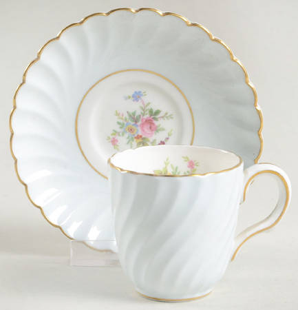 Dawn Blue Flat Demitasse Cup & Saucer Set