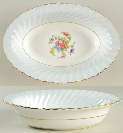 Dawn Blue 9" Oval Vegetable Bowl