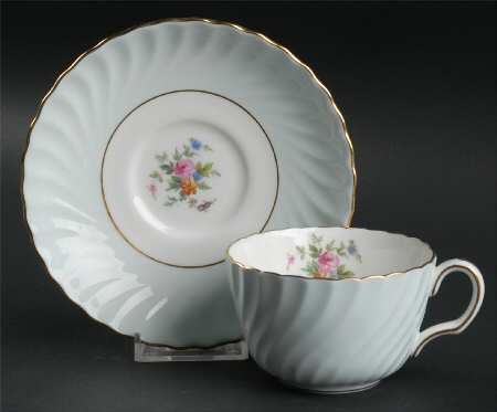 Dawn Blue Flat Cup & Saucer Set