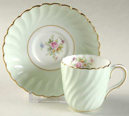 Dawn Pale Green Flat Demitasse Cup & Saucer Set