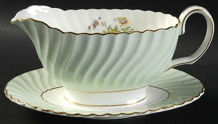 Dawn Pale Green Gravy Boat with Attached Underplate