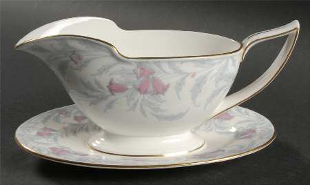 Debutante Gray Gravy Boat with Attached Underplate