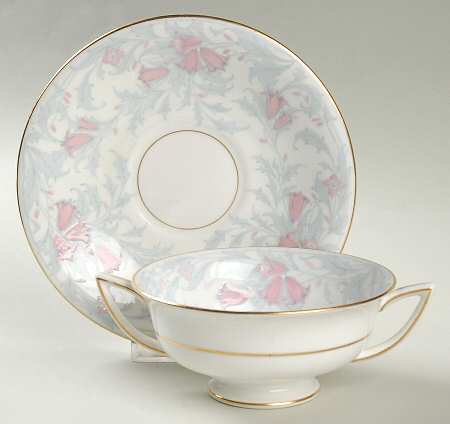 Debutante Gray Footed Cream Soup Bowl & Saucer Set