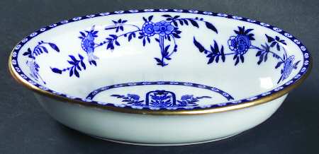 Delft Blue (Gold Trim) 7" Oval Vegetable Bowl