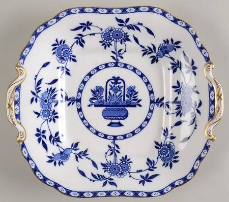 Delft Blue (Gold Trim) Square Handled Cake Plate
