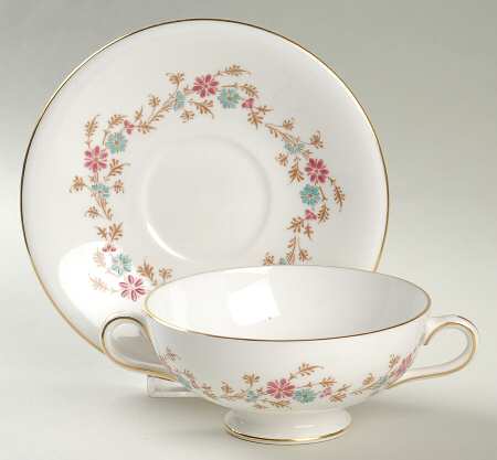 Durham Footed Cream Soup Bowl & Saucer Set