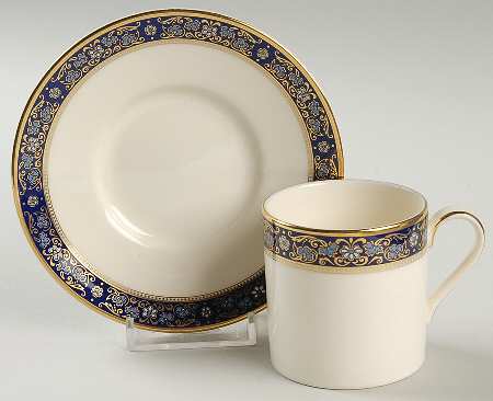 Edinburgh Dark Blue Flat Demitasse Cup & Saucer Set