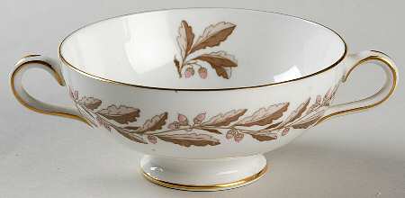 Elizabethan Oak Brown Footed Cream Soup Bowl