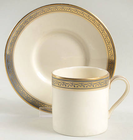 Embassy Blue (No #, Intro 1987) Flat Demitasse Cup & Saucer Set