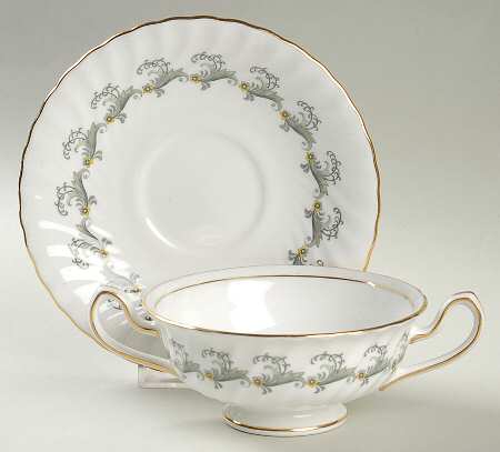 Ermine Footed Cream Soup Bowl & Saucer Set