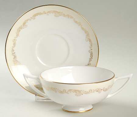 Felicity Footed Cream Soup Bowl & Saucer Set