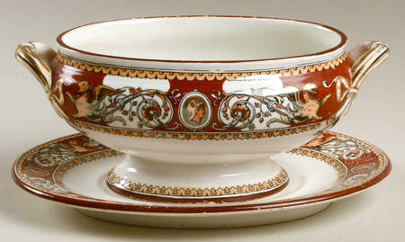 Florentine Red (No Center) Gravy Boat & Underplate