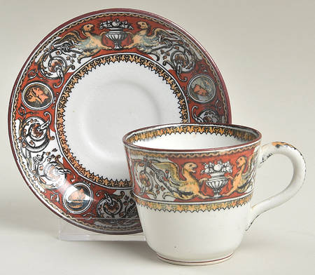 Florentine Red (No Center) Flat Demitasse Cup & Saucer Set