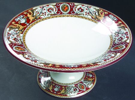 Florentine Red (No Center) Round Compote (Height X Width)
