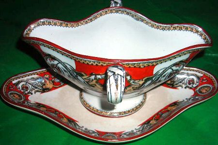 Florentine Red (No Center) Gravy Boat with Attached Underplate