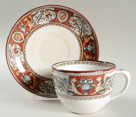 Florentine Red (No Center) Oversized Cup & Saucer Set