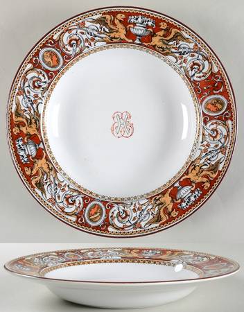 Florentine Red (No Center) Large Rim Soup Bowl