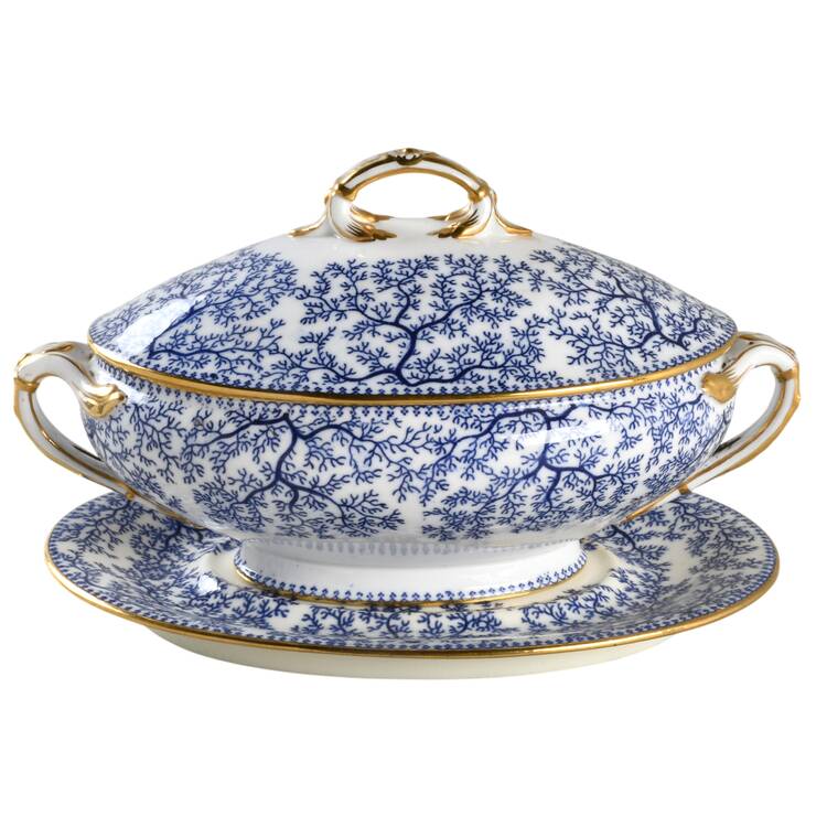 Fibre Blue Gravy Boat & Lid w/Underplate