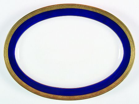 G6262 (Cobalt Blue Band) 15" Oval Serving Platter