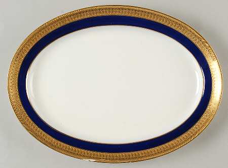G6262 (Cobalt Blue Band) 11" Oval Serving Platter